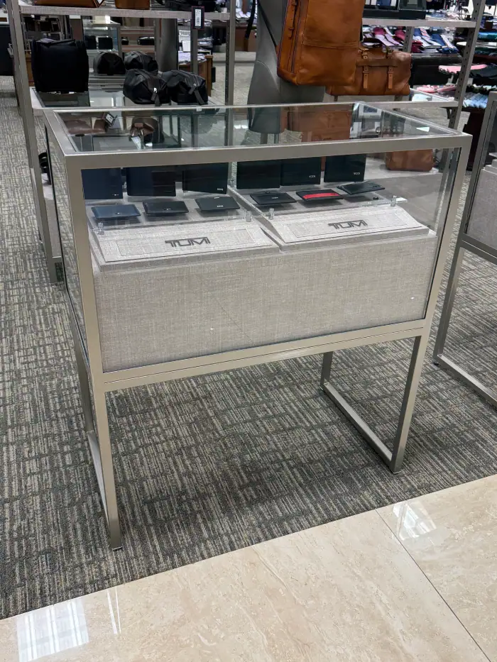 Custom Wood and Hybrid Retail Fixture With Glass Display Case and Precision-Fit Interior Components, Manufactured In-House by All Source+.