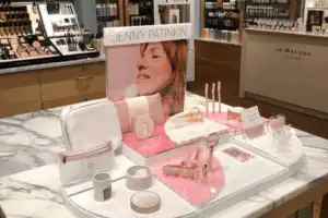 Marble-Look Counter Display Presenting Jenny Patinkin Beauty Tools And Accessories
