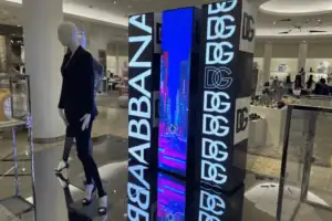 Dolce & Gabbana Digital Display Towers With Video Screens In A Retail Aisle